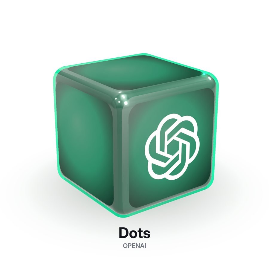 Dots logo on a glowing cube