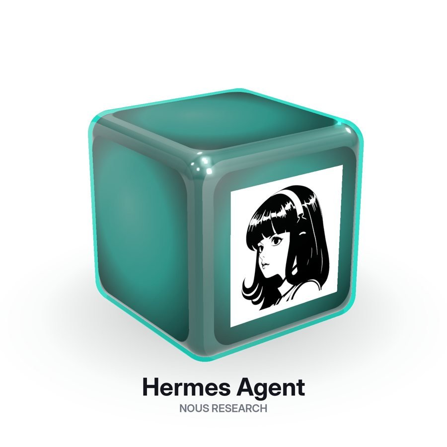 Hermes Agent logo on a glowing cube