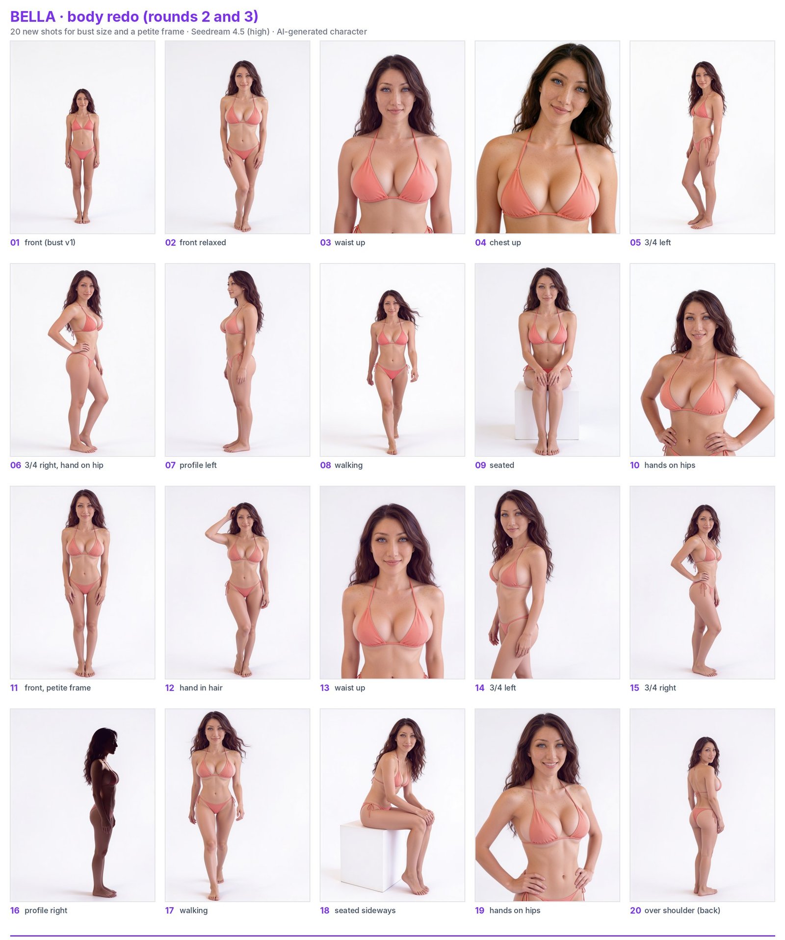 All reference photos of AI character Bella
