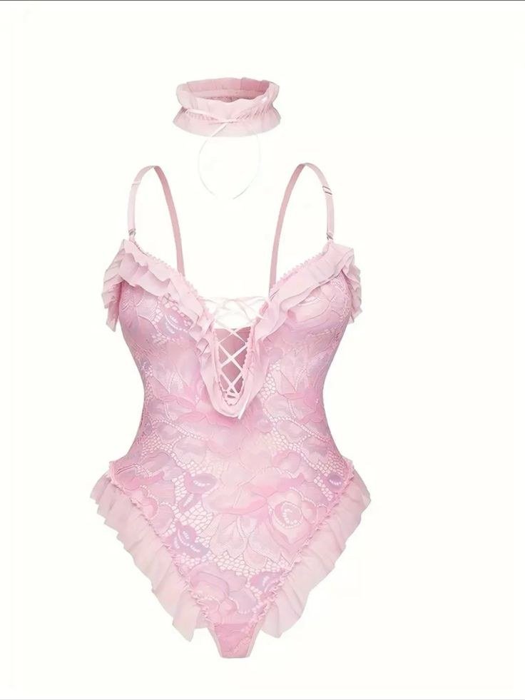 Pink lace bodysuit · Archive visual direction only; never an identity reference