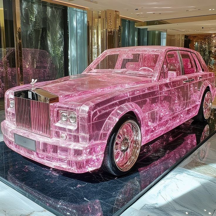Crystal pink Rolls-Royce · Archive visual direction only; never an identity reference