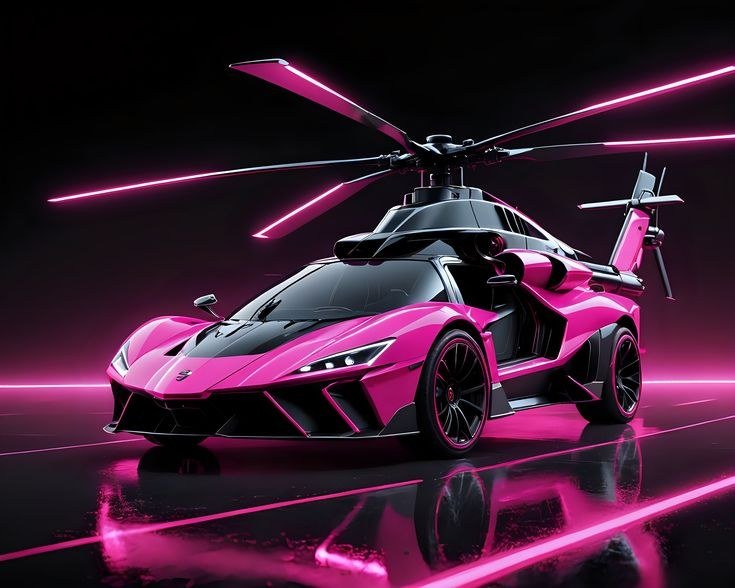 Rotor supercar / neon hangar · Archive visual direction only; never an identity reference